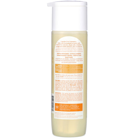 The Honest Company, Champú suave para uso diario + gel de baño, vainilla y naranja dulce, 295 ml (10,0 oz. líq.)