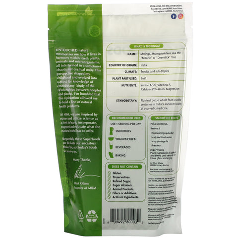 MRM, Moringa en polvo, 240 g (8,5 oz)