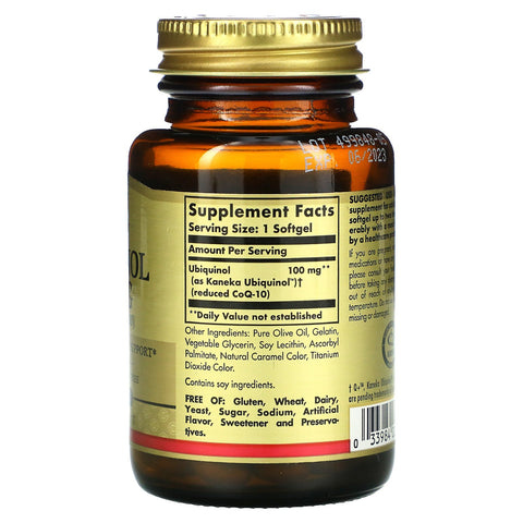 Solgar, Ubiquinol (CoQ10 reducido), 100 mg, 50 cápsulas blandas