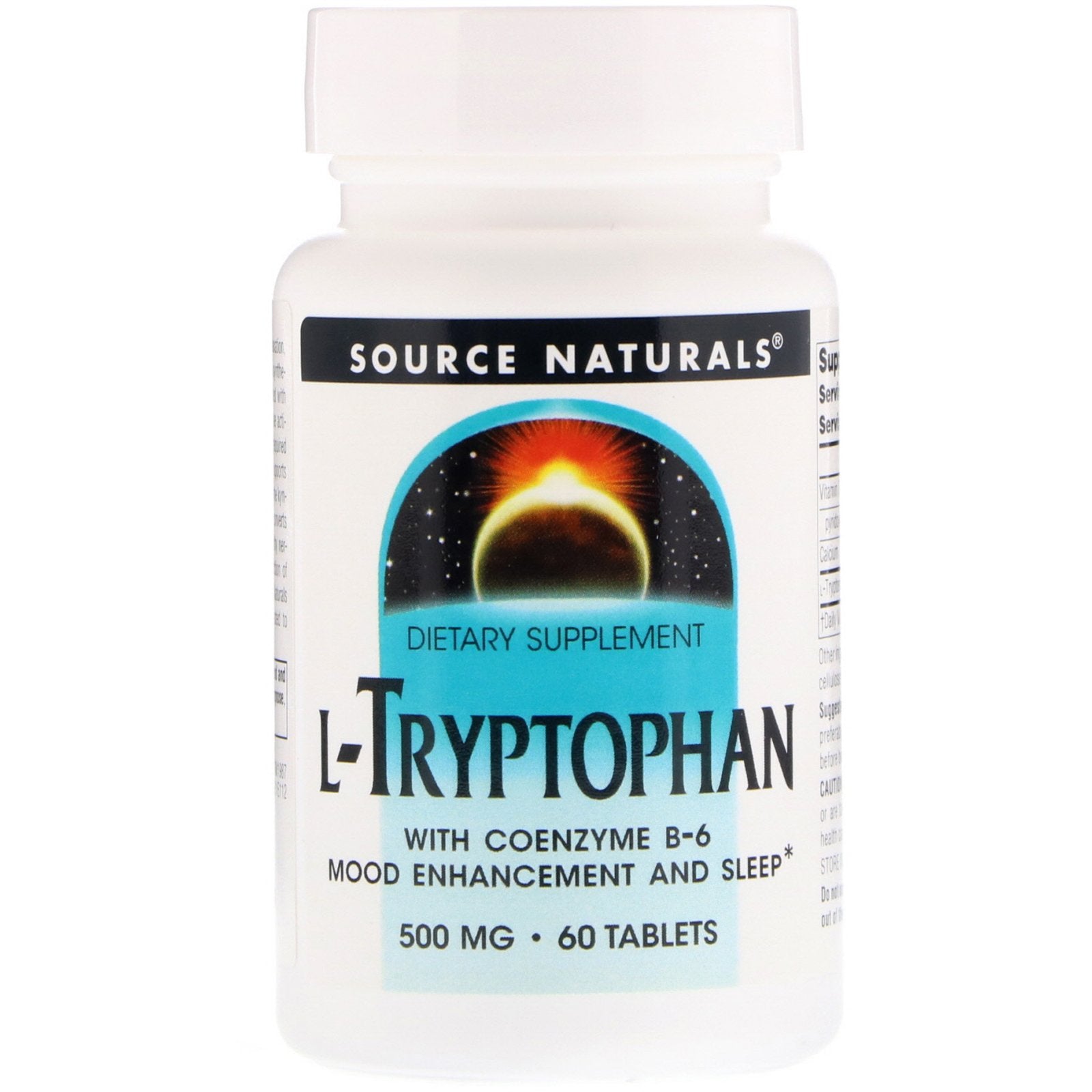 Source Naturals, L-Tryptophan with Coenzyme B-6, 500 mg, 60 Tablets