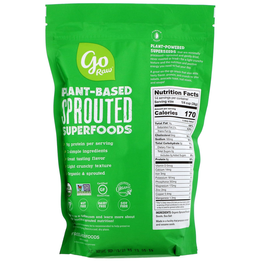 Go Raw,  Sprouted Pumpkin Seeds with Sea Salt, 14 oz (397 g)