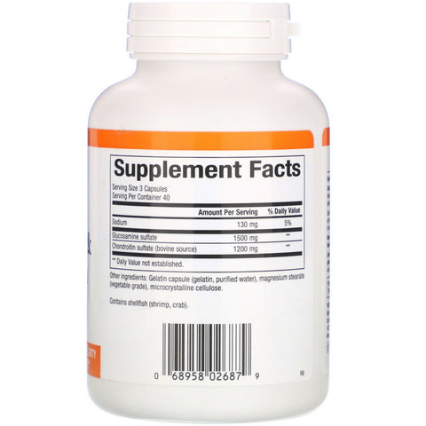 Naturlige faktorer, Glucosamin & Chondroitin, 500 mg/400 mg, 120 kapsler