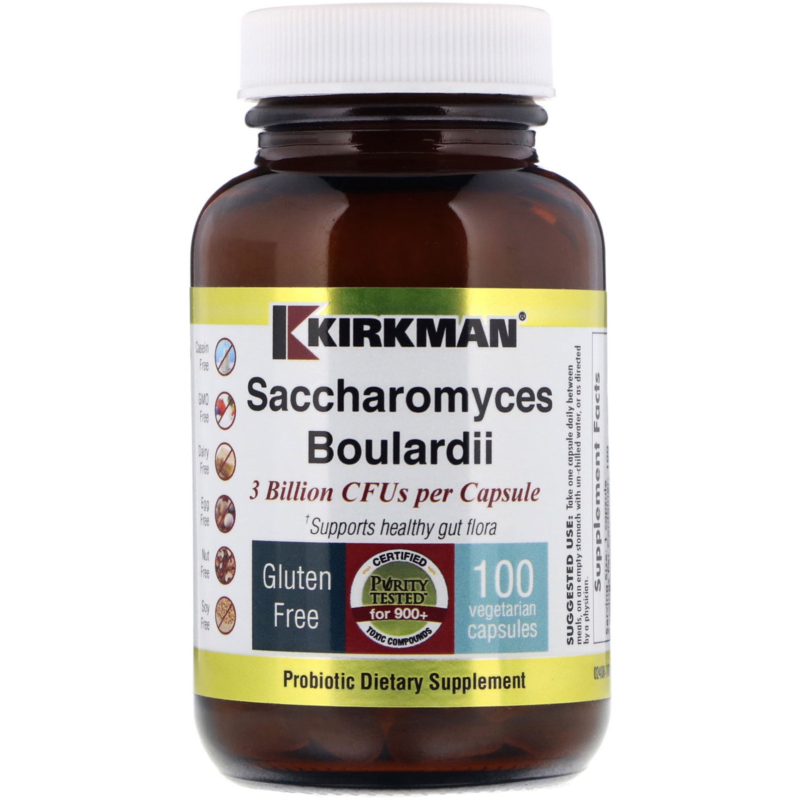 Kirkman Labs, Saccharomyces Boulardii, 3 Billions, 100 Vegetarian Capsules