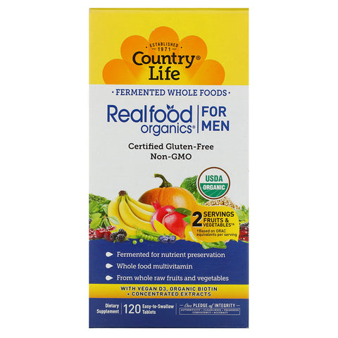 Country Life, Realfood Organics, Men's Daily Nutrition, 120 Easy-to-Swallow Tablets