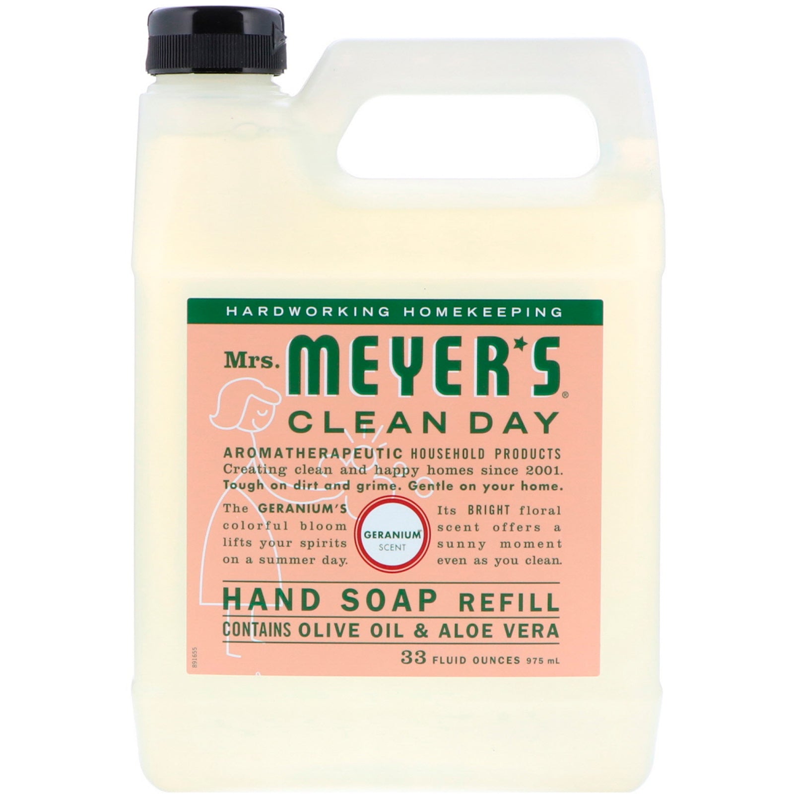 Mrs. Meyers Clean Day, Liquid Hand Soap Refill, Geranium Scent, 33 fl oz (975 ml)