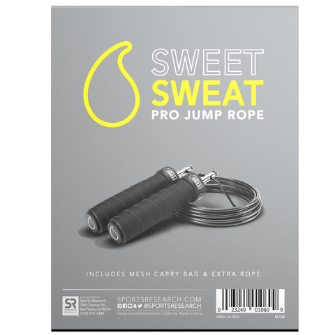 Sports Research, Cuerda para saltar Sweet Sweat Pro, negra, 1 cuerda para saltar