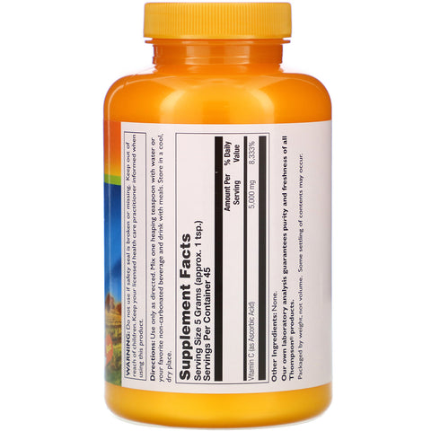Thompson, vitamina C en polvo, 5000 mg, 8 oz.