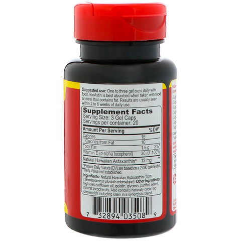Nutrex Hawaii, BioAstin, Hawaiian Astaxanthin, 4 mg, 60 gelhætter