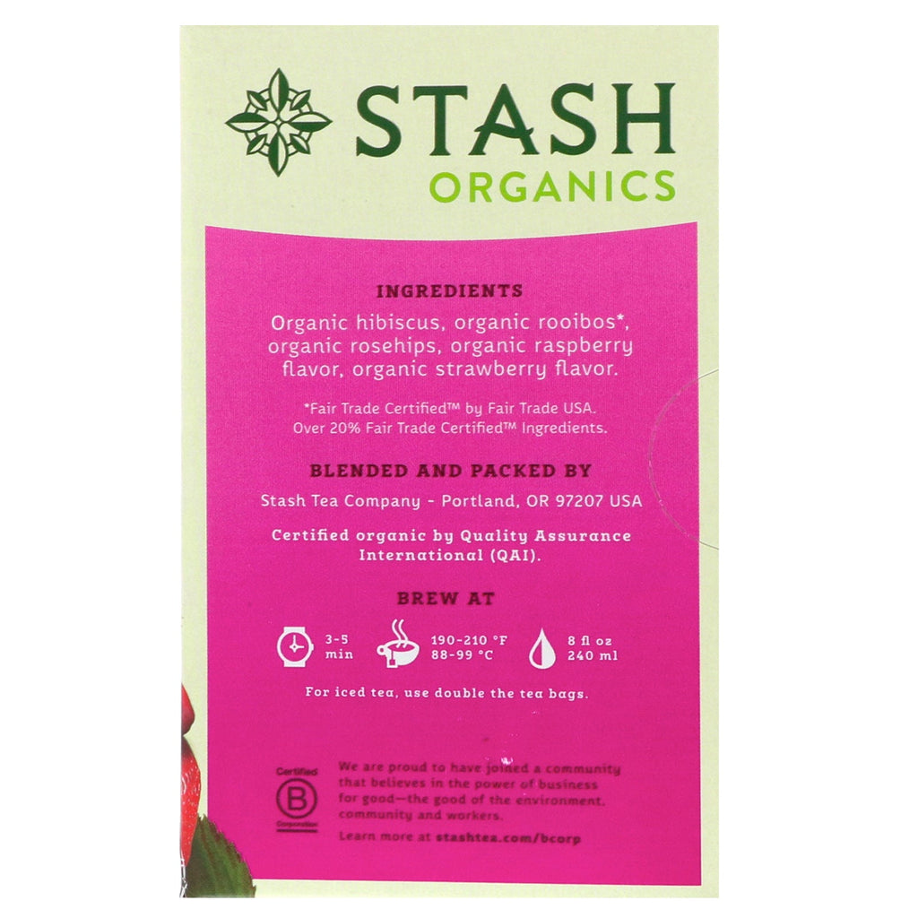 Stash Tea, Herbal Tea,  Very Berry, Caffeine Free, 18 Tea Bags, 1.2 oz (36 g)