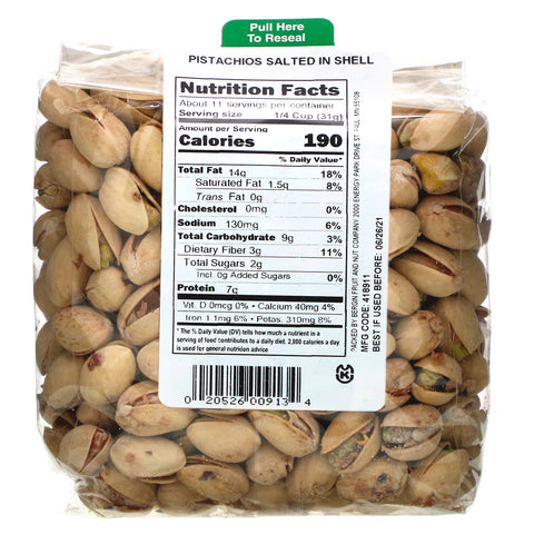 Bergin Fruit and Nut Company, pistacienødder saltet i skal, 12 oz (340 g)