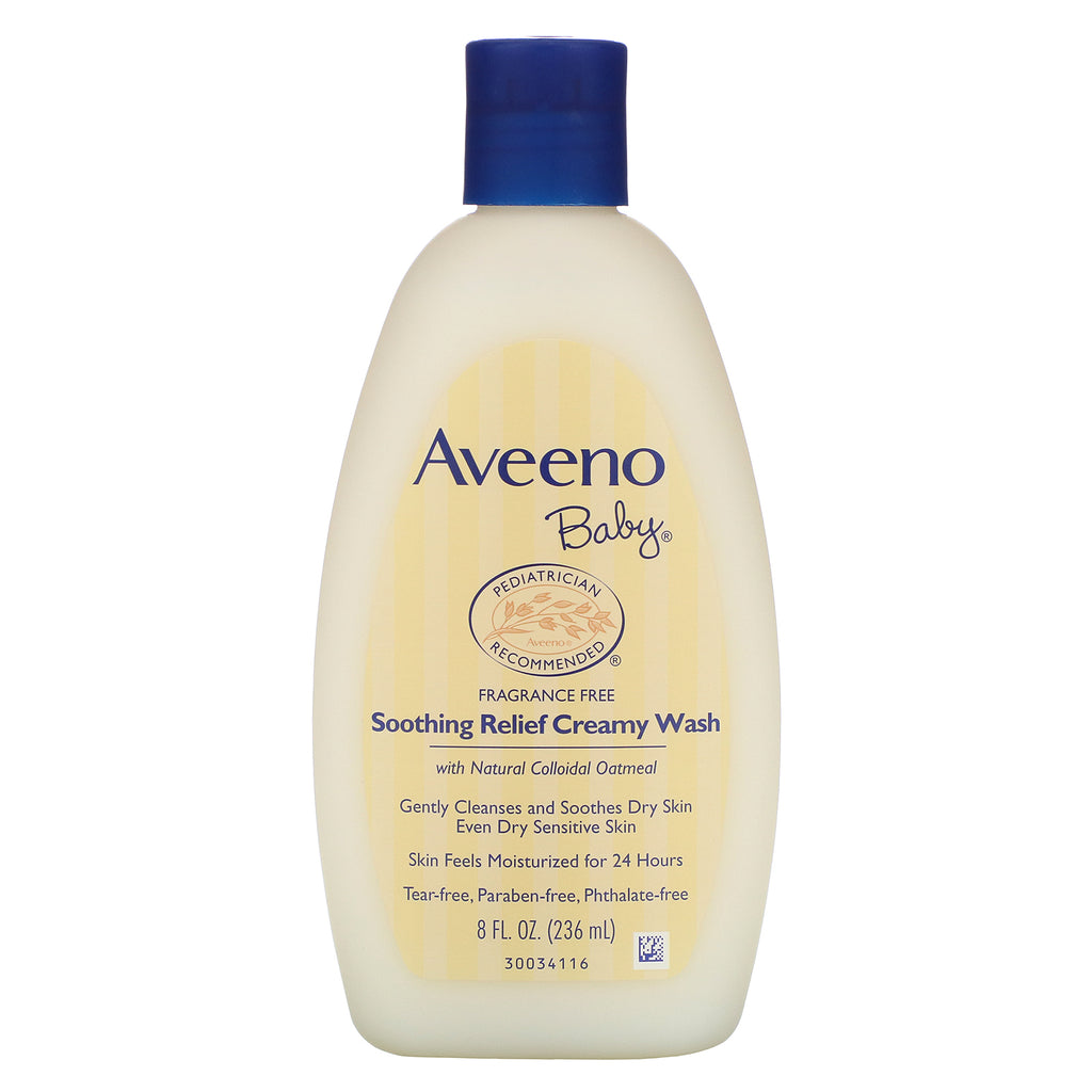 Aveeno, Baby, Soothing Relief Creamy Wash, Fragrance Free, 8 fl oz (236 ml)