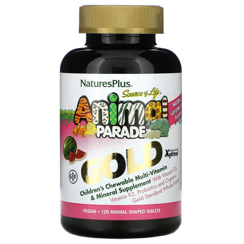 Nature's Plus, Source of Life, Animal Parade Gold, Children's Chewable Multi-Vitamin & Mineral Supplement, Natural Watermelon Flavor, 120 Animal-Shaped Tablets
