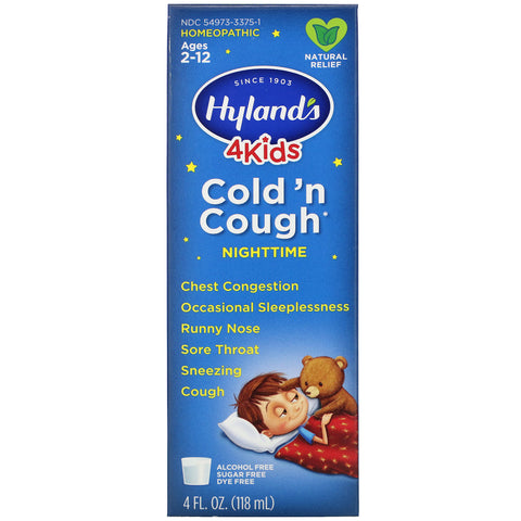 Hyland's, 4 børn, Cold 'n Cough Nighttime, i alderen 2-12, 4 fl oz (118 ml)