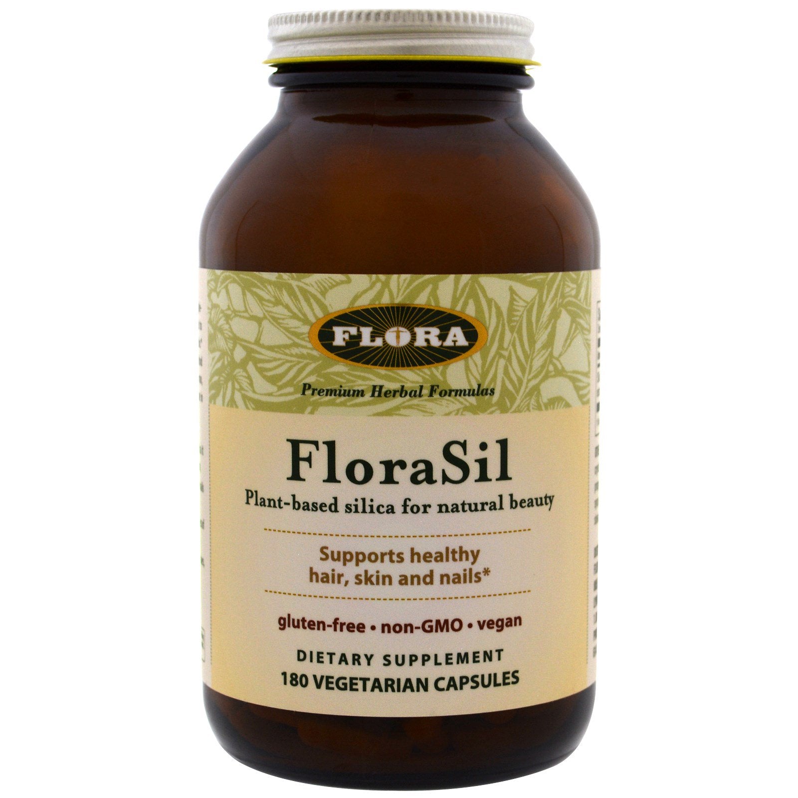 Flora, FloraSil, Plant Based Silica for Natural Beauty, 180 Vegetarian Capsules
