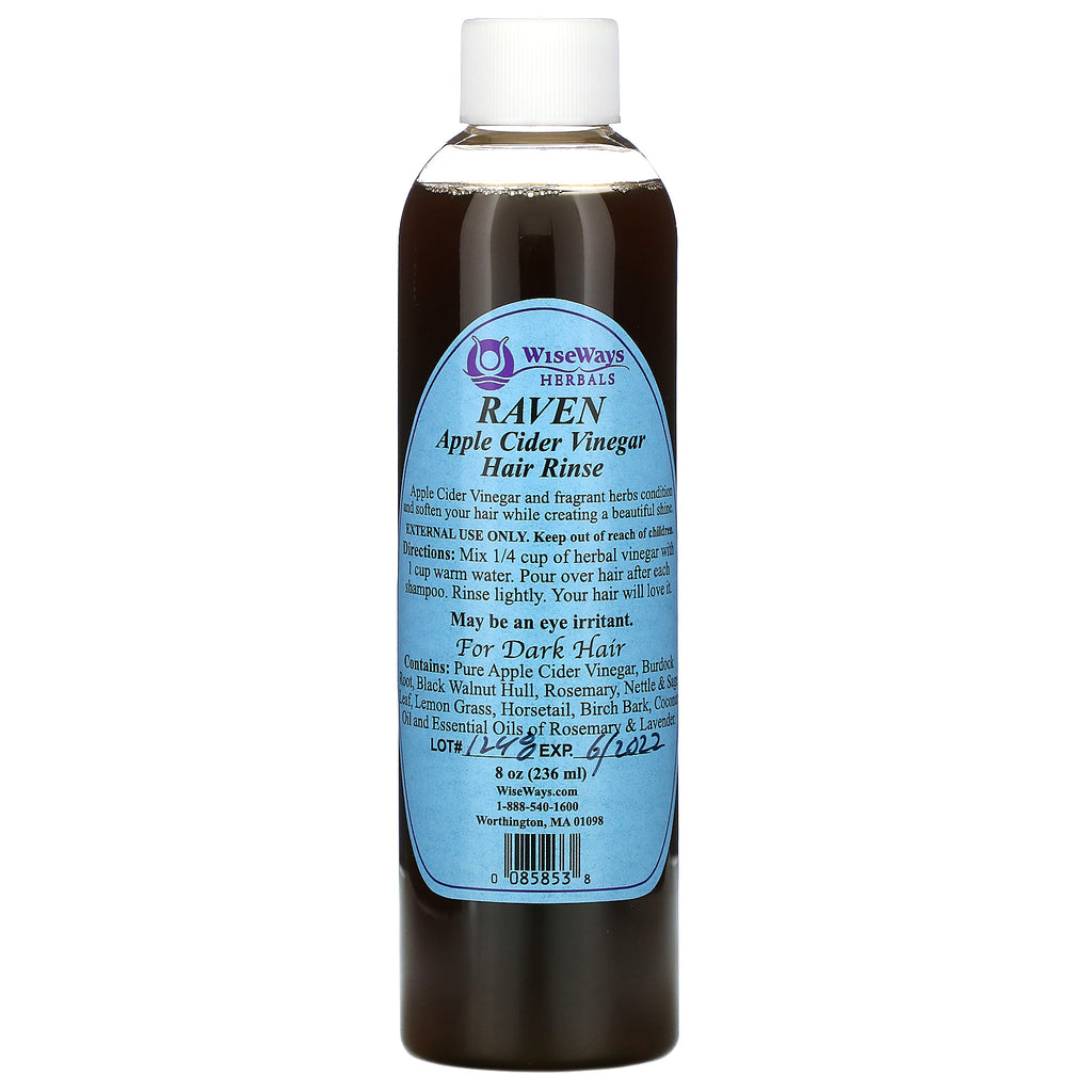 WiseWays Herbals, Raven, enjuague para el cabello con vinagre de sidra de manzana, para cabello oscuro, 8 oz (236 ml)