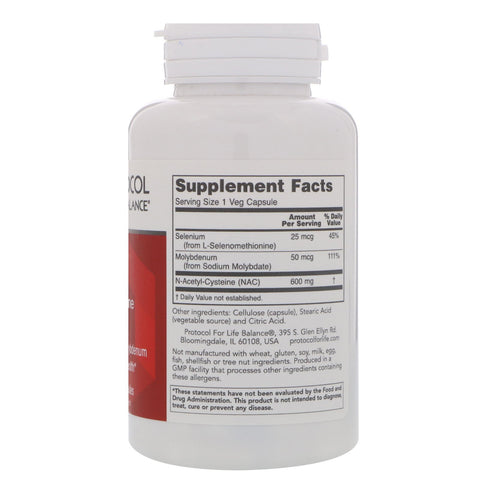 Protocol for Life Balance, NAC N-Acetil-Cisteína, 600 mg, 100 cápsulas vegetales