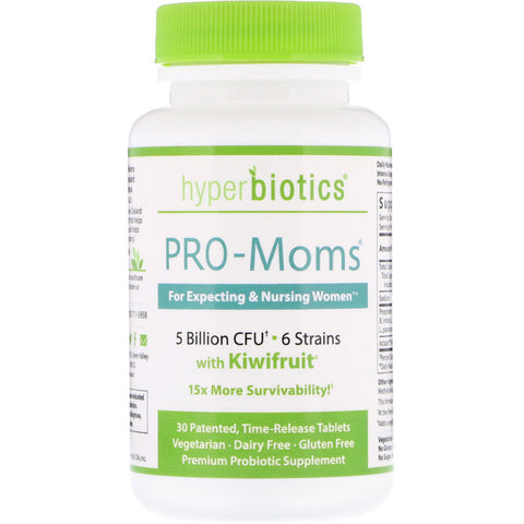 Hyperbiotics, PRO-Moms, with Kiwifruit, 5 Billion CFU, 30 Time-Release Tablets