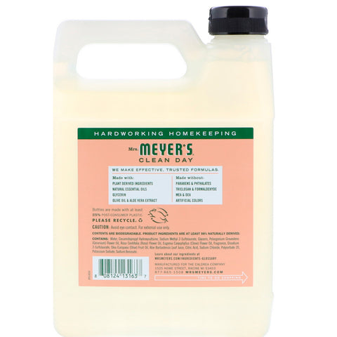 Mrs. Meyers Clean Day, Refill til flydende håndsæbe, Geranium Scent, 33 fl oz (975 ml)