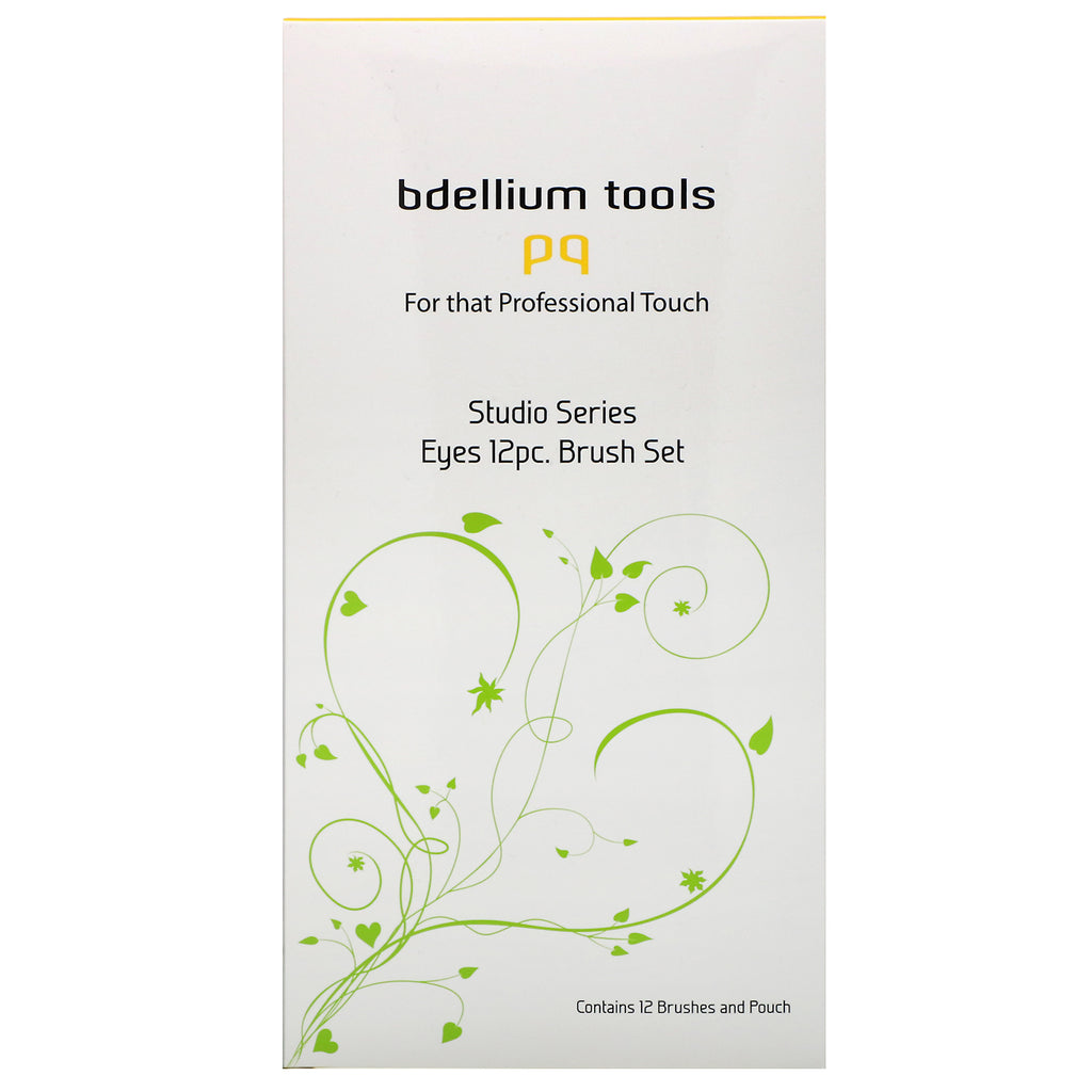 Bdellium Tools, Studio Line, juego de brochas para ojos y estuche, juego de 12 piezas