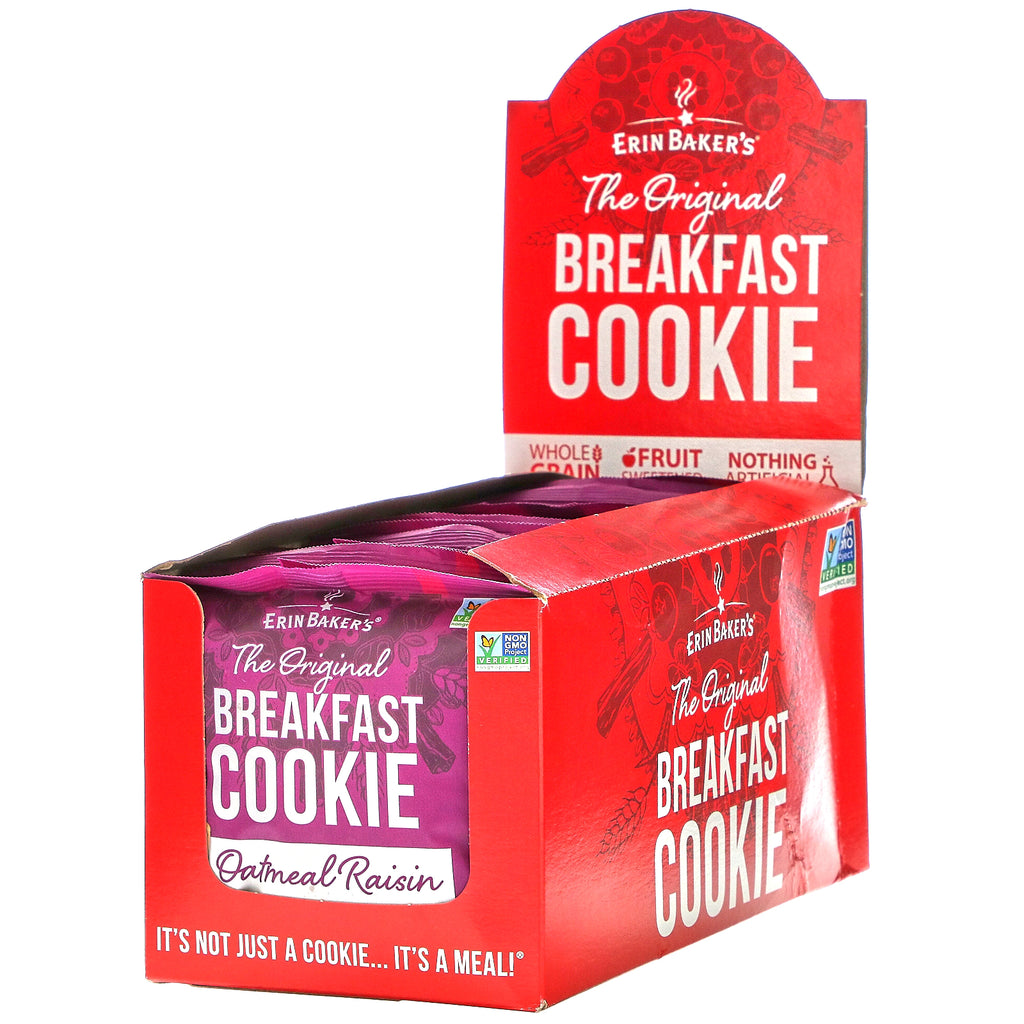 Erin Baker's, The Original Breakfast Cookie, Oatmeal Raisin, 12 Cookies, 3 oz (85 g) Each