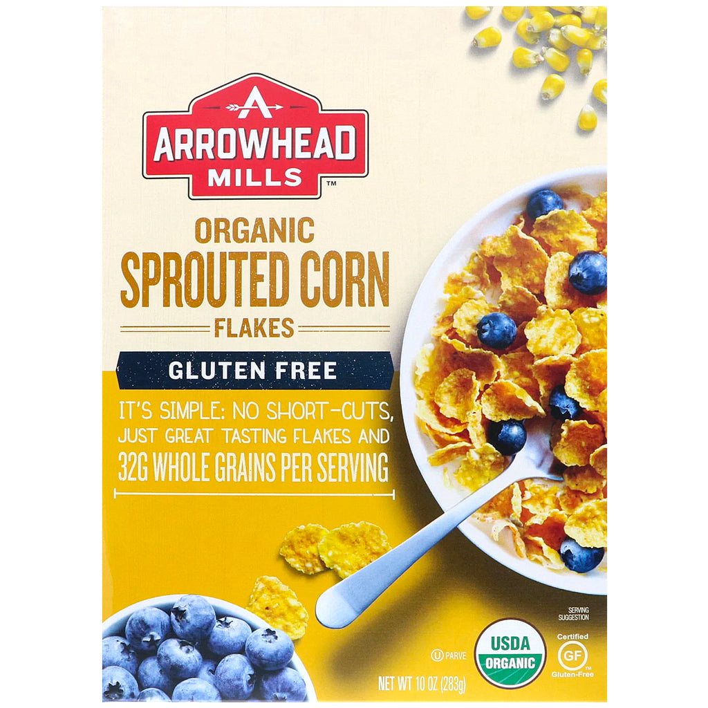 Arrowhead Mills, Organic Sprouted, Corn Flakes, Gluten Free, 10 oz (283 g)