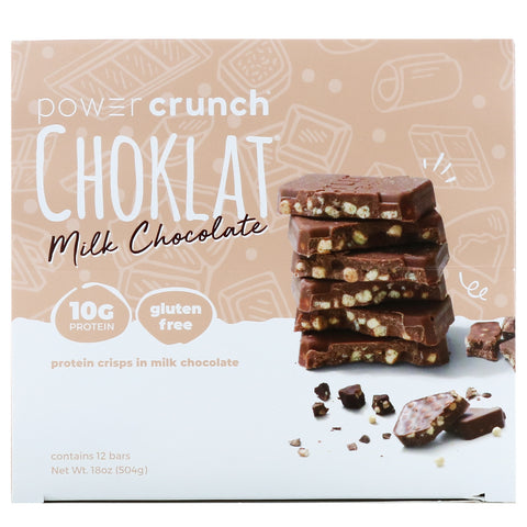 BNRG, barra energética de proteína Power Crunch, Choklat, chocolate con leche, 12 barras, 1,5 oz (42 g) cada una