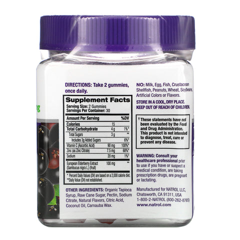 Natrol, Hyldebær Immune Sundhed, 100 mg, 60 Gummies
