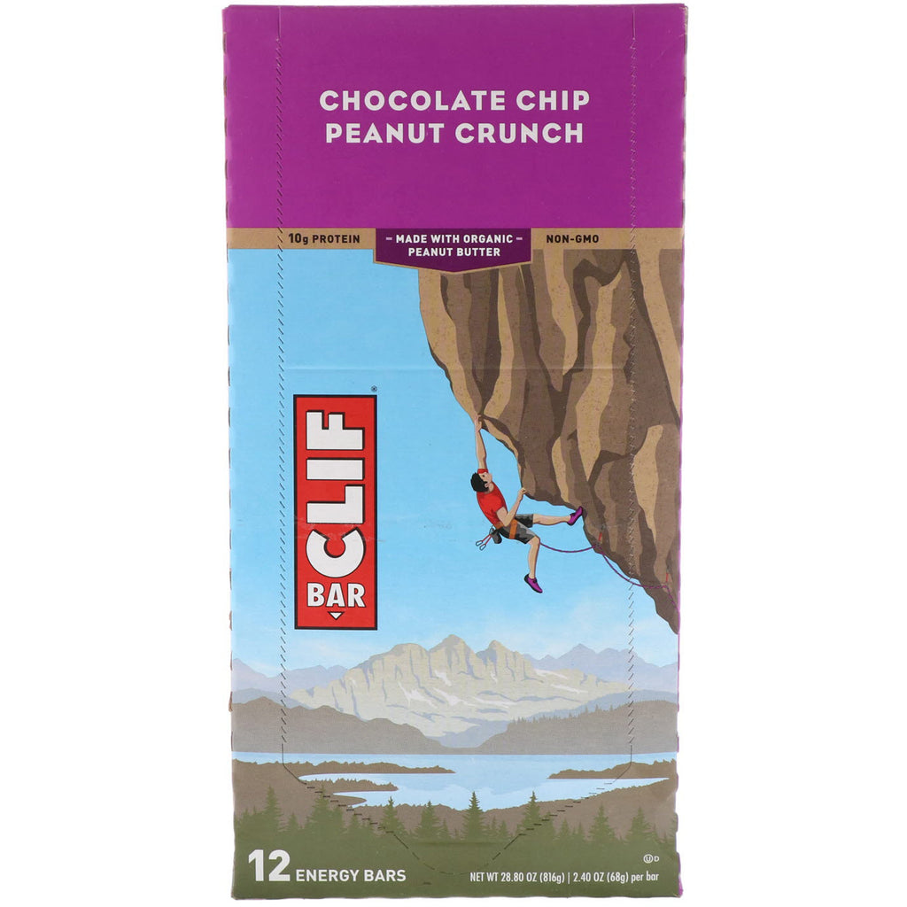 Clif Bar, Energy Bar, Chocolate Chip Peanut Crunch, 12 barer, 2,40 oz (68 g) hver