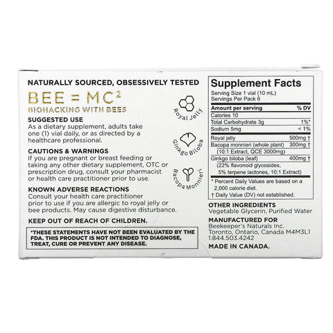 Beekeeper's Naturals, B. LXR Brain Fuel, 6 viales, 0,35 fl oz (10 ml) cada uno