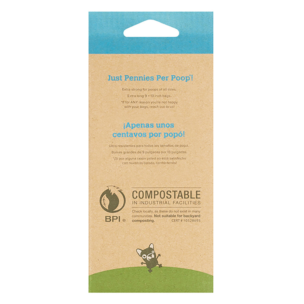 Bolsas para perros compostables Earth Rated, sin perfume, 60 bolsas, 4 rollos de repuesto