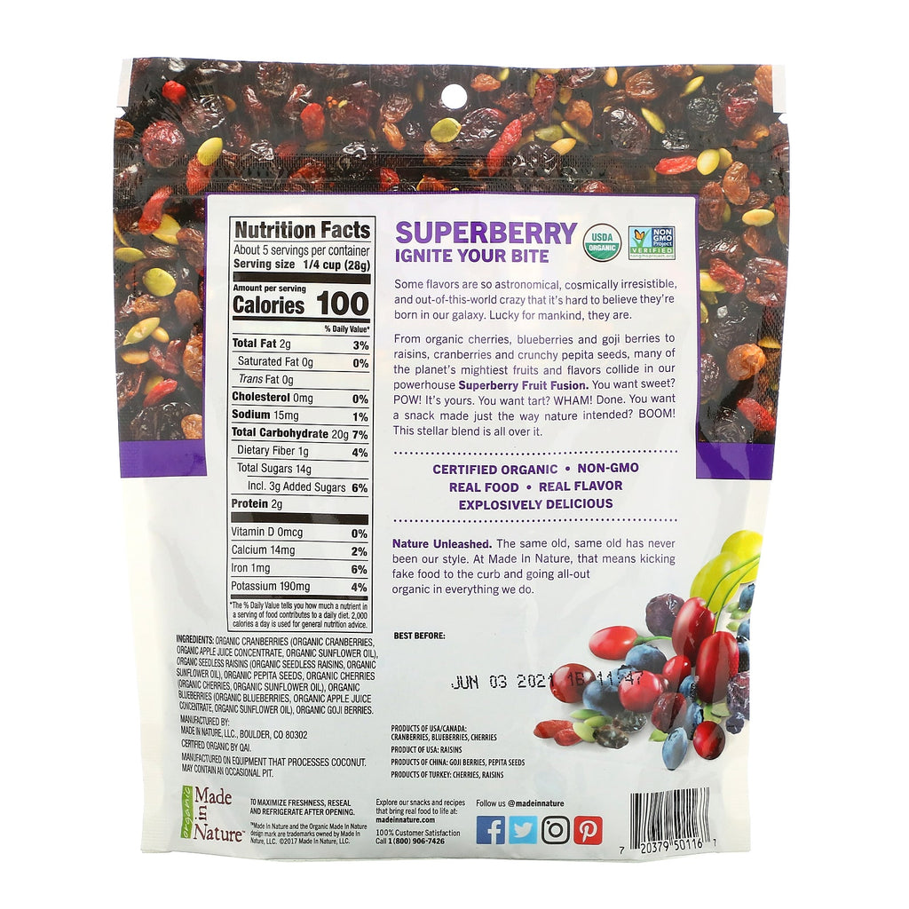 Made in Nature,  Fruit Fusion, Superberry Supersnacks, 5 oz (142 g)