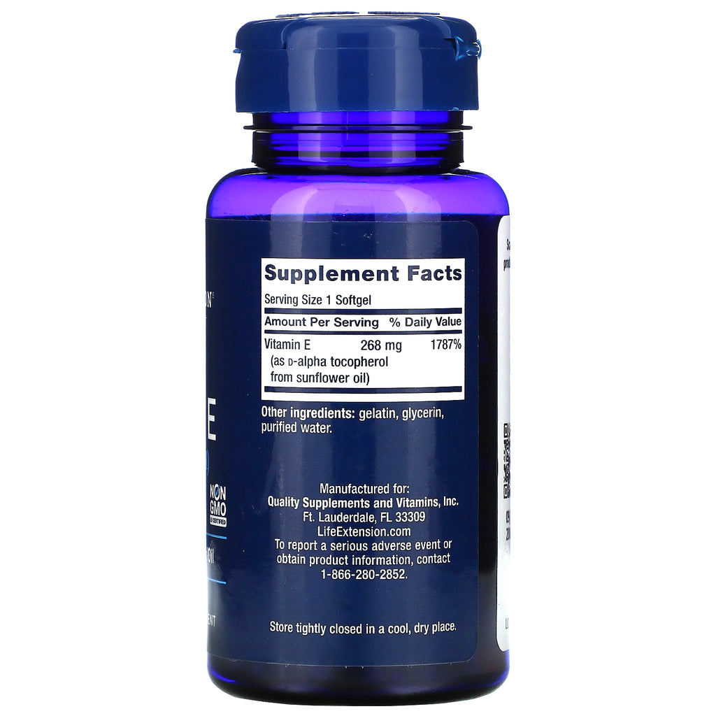 Life Extension, Súper vitamina E, 268 mg (400 UI), 90 cápsulas blandas