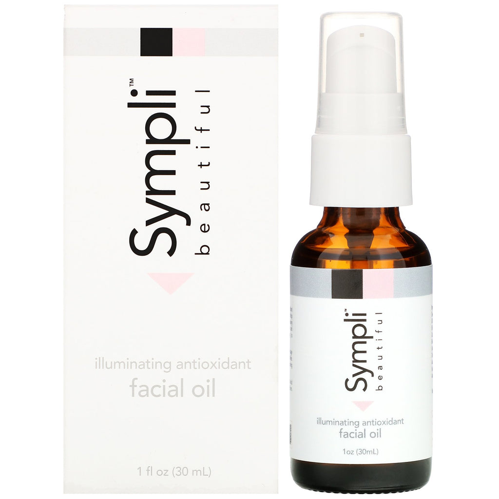 Sympli Beautiful, Aceite facial antioxidante iluminador, 1 fl oz (30 ml)
