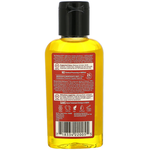 Desert Essence, Aceite de jojoba 100 % puro, para cabello, piel y cuero cabelludo, 2 fl oz (59 ml)