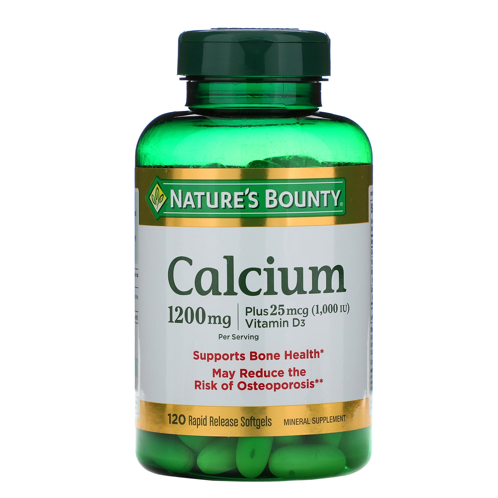 Nature's Bounty, Calcium Plus Vitamin D3, 1,200 mg, 120 Rapid Release Softgels