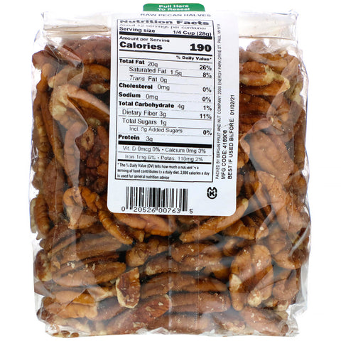 Bergin Fruit and Nut Company, Mitades de nueces pecanas crudas, 340 g (12 oz)