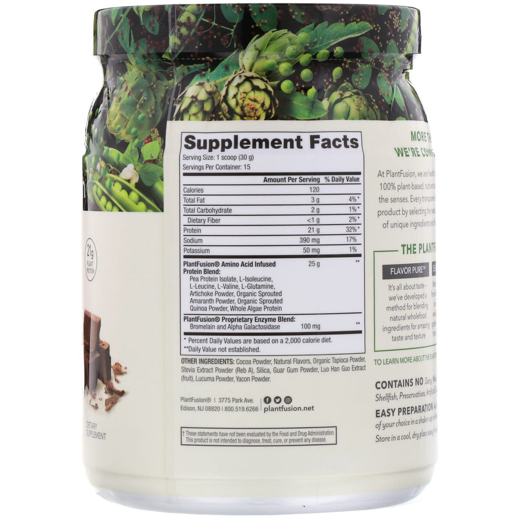 PlantFusion, komplet protein, rig chokolade, 1 lb (450 g)