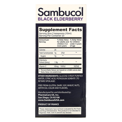 Sambucol, sort hyldebærsirup, til børn, bærsmag, 7,8 fl oz (230 ml)