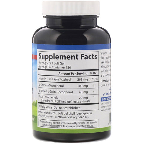 Carlson Labs, E-Gems Elite, Vitamin E, 268 mg (400 IE), 120 bløde geler