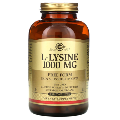 Solgar, L-Lysine, Free Form, 1,000 mg, 250 Tablets