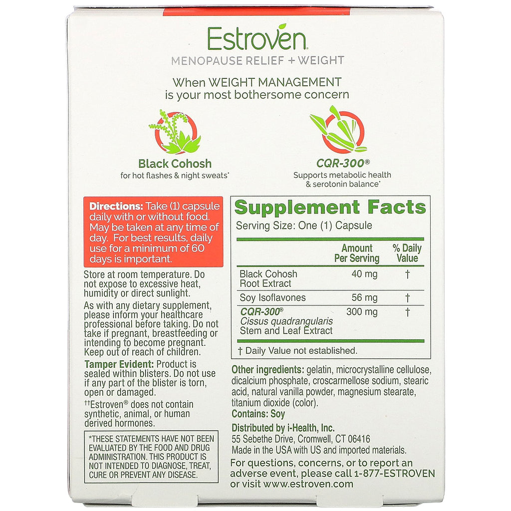 Estroven, Menopause Relief + Weight, 30 Once Daily  Capsules