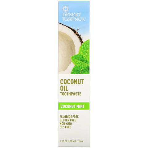 Desert Essence, pasta de dientes con aceite de coco, coco y menta, 6,25 oz (176 g)