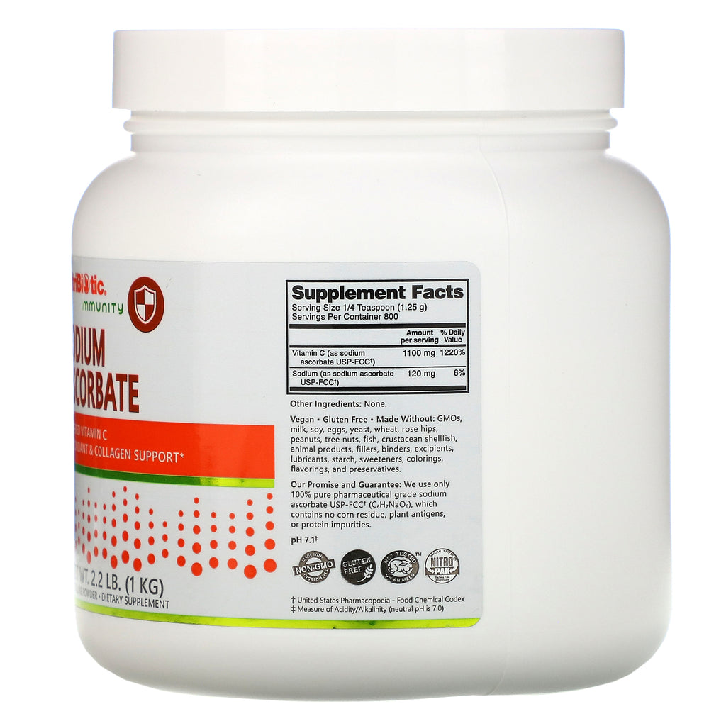 NutriBiotic, Inmunidad, ascorbato de sodio, polvo cristalino, 2,2 lb (1 kg)