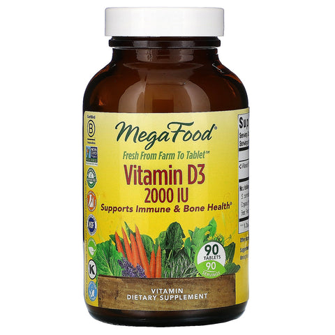 MegaFood, Vitamin D3, 2000 IU, 90 Tablets