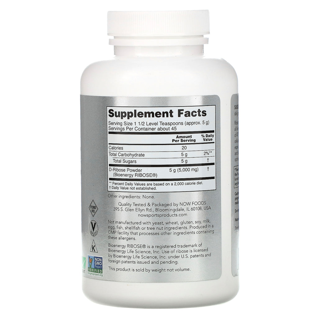 Now Foods, Sports, D-Ribose Powder, 5.000 mg, 8 oz (227 g)