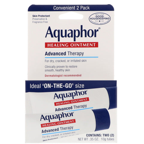 Aquaphor, ungüento curativo, protector de la piel, 2 tubos, 10 g (0,35 oz) cada uno