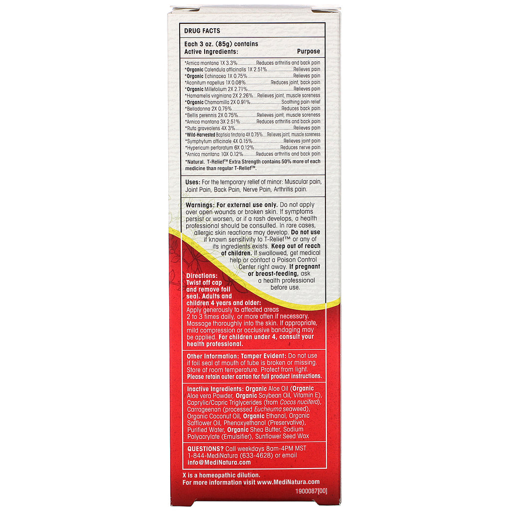 MediNatura, T-Relief, crema energética vegetal extrafuerte, manzanilla, 3 oz (85 g)