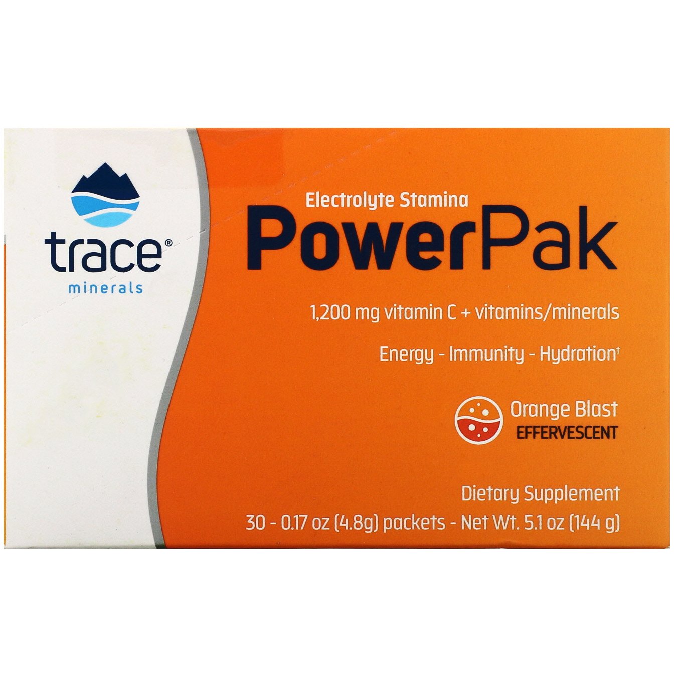 Trace Minerals Research, Electrolyte Stamina PowerPak, Orange Blast, 30 Packets, 0.17 oz (4.8 g) Each