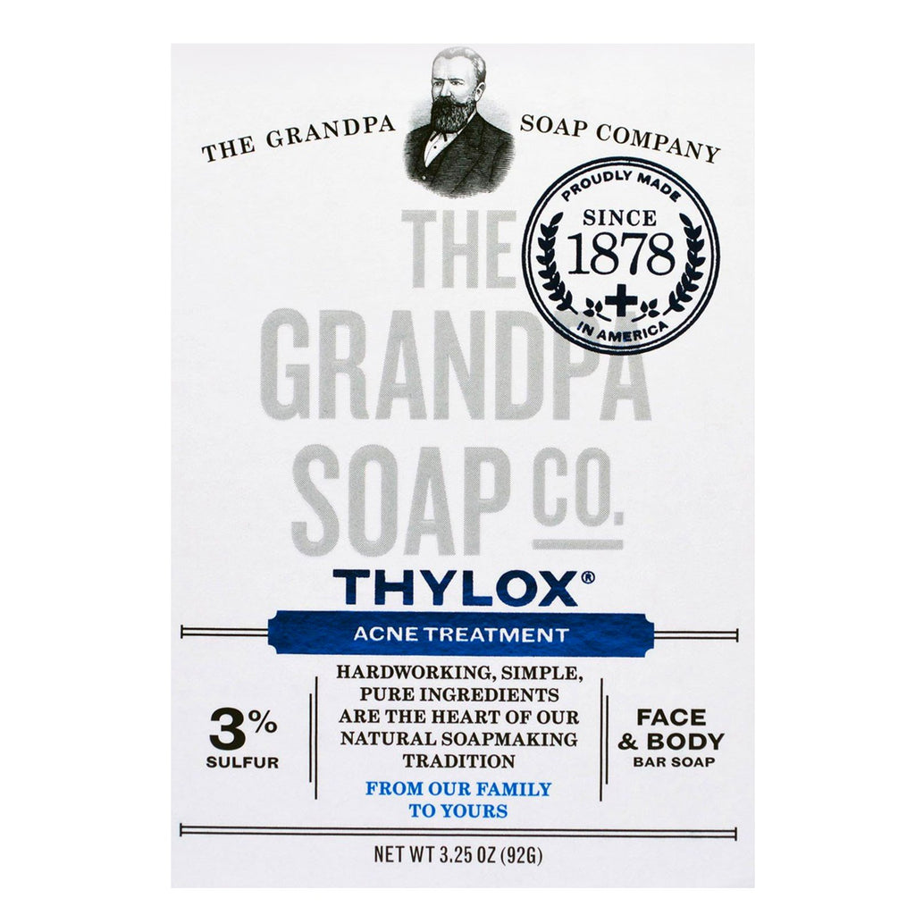 Grandpa's, Face & Body Bar Soap, Thylox Acne Treatment,3.25 oz (92 g)