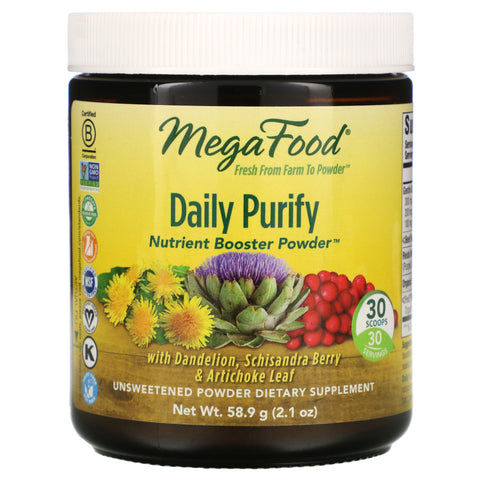 MegaFood, Daily Purify, Nutrient Booster Powder, Unsweetened, 2.1 oz (58.9 g)